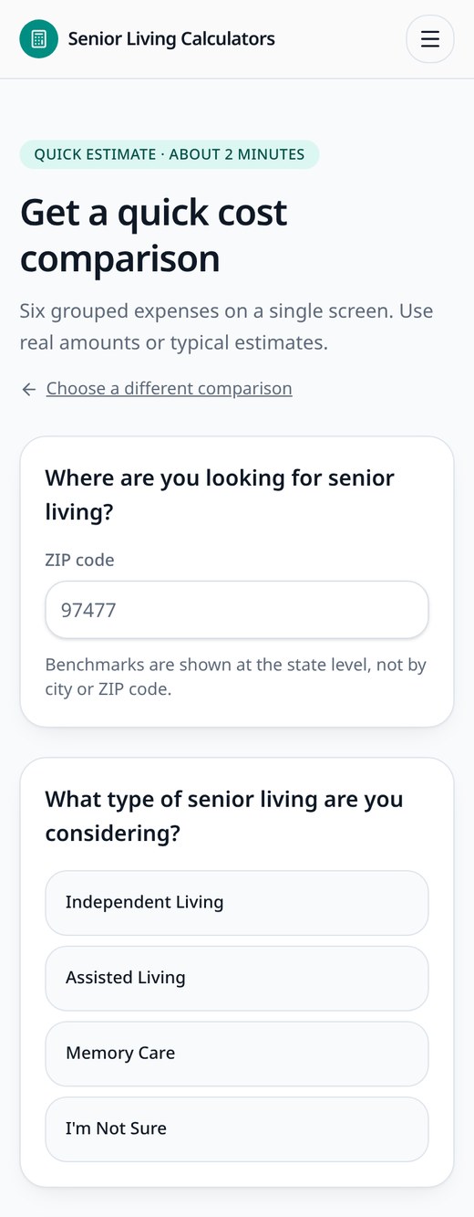 Calculator at mobile width
