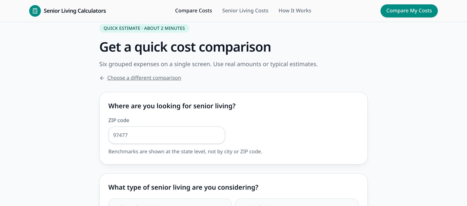 Quick Cost Calculator screenshot